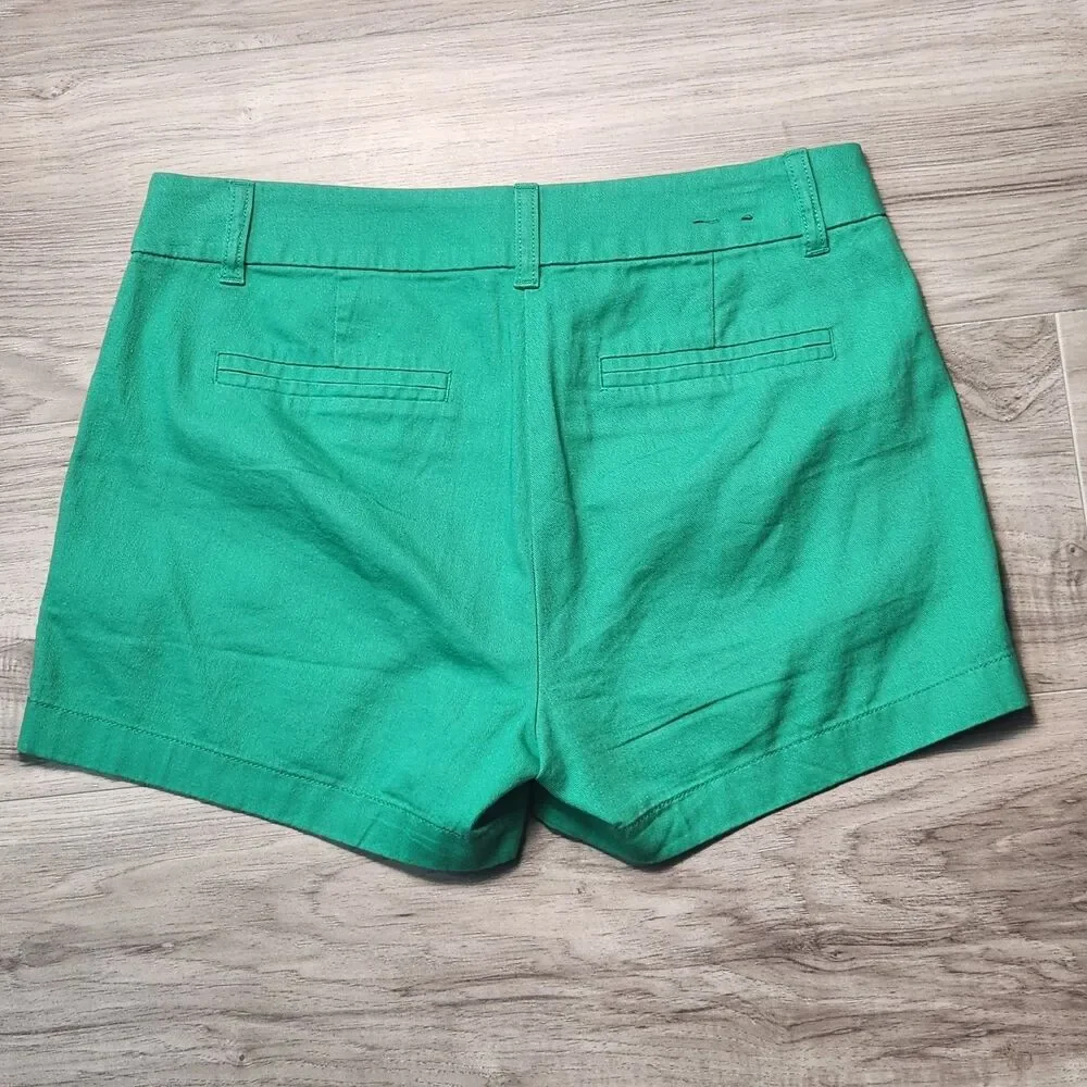 J.Crew Chino Shorts Women's Size 2 Green Cotton Classic Preppy Casual Summer